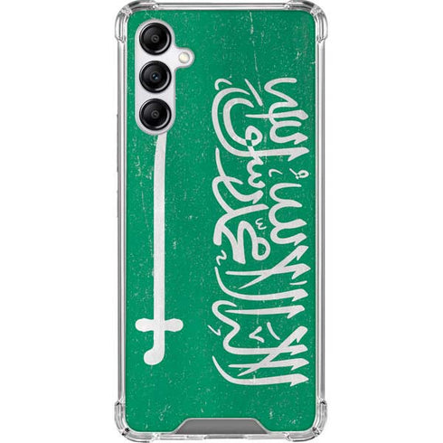 Saudi Arabia Flag Distressed Galaxy A14 5G Clear Case